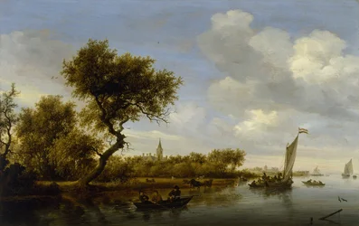 Rivierlandschap met een Kerk in de Verte